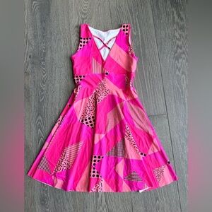 Exotica Stitch Up Pink Silky Reversible Comfort Crop Mini Dress Size Medium